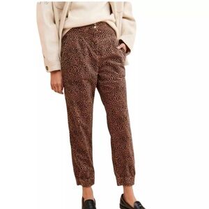 Anthropologie Kalea Animal Print High Rise Ankle Pants Womens Small Brushed